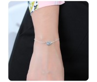 Falling Leaf with CZ Silver Bracelet BRS-728